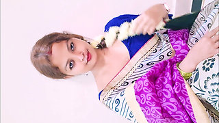 Beautiful Clear Face Desi Girl in Blue Blouse Hot Seductive Look