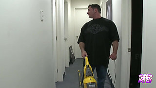 The Cleaning Guy Caught the Cute Babe Masturbating and She Lured Him Into Wild Sex
