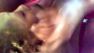black milf sucks cock with a suction cup