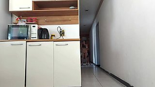 Sneaky Sex in the Kitchen While Hubby Showers