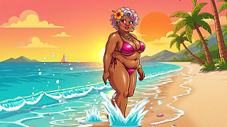 Busty Granny Huge Boobs Beach Tease - New Ai Style