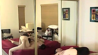 Yummy Jimmy Fucks Chinese Yoga Instructor Slutty Kitty in Front of Mirror with Her Husband Next Door