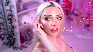 Glamour babe with big boobs masturbates in lingerie