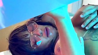 Real couple penetrates in tanning booth, he pumps out milk