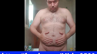 I get completely naked in the bathroom ready for the shower