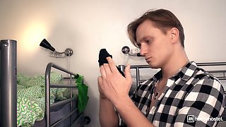 Sensual blonde radiates passionate hotel fire through intense desire