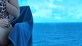 Risky Outdoor Squirt on the Deck of the Ship