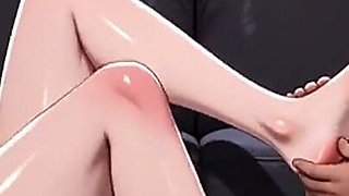 Busty Police Woman Smokes While a Fat Bearded Man Sucks Her Toes