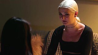 GIrls enjoy lesbian sex in a high-stakes situation