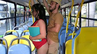 Hot Latina Teen Groped on Bus - Public Handjob & Big Cock Fun