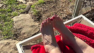 Fan Request Granny Naked in Sun Shows Dirty Rough Soles & Toes GILF