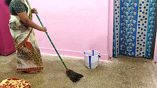 My Stepmother Was Cleaning the Floor with a Mop, so I Held the Saree up so It Wouldn't Fall on the Floor.