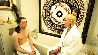 Femdom golden shower punishment for pitiful stepson