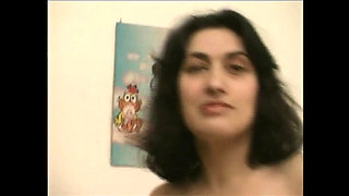 Italian Brunette Sucks Giant Fake Cock for Cumshot Facial