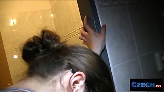 Czech xxx - geeky college girl fucked hard in shower for money