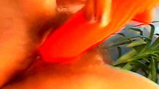 Brunette Babe - Cute Brunette French Babe Plays With Dildo And Enjoys Bukakke