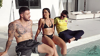 Double Vaginal Penetration with a Spanish Brunette with a Tremendous Ass