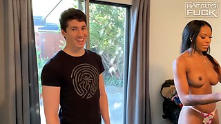 Hot freshmen jock loses purity to hot ebony girl