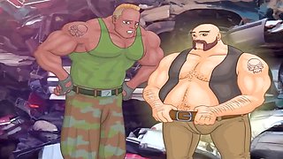 Busty cartoon characters in an animated fantasy sex romp