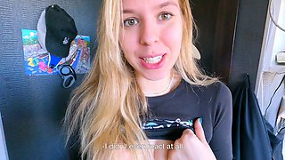 Blonde teen girlfriend blowjob and swallow cum