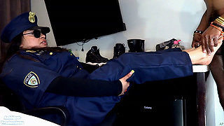 Freaky Latina Cop Wantz Black Thug Cum on Her Feet