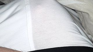 Horny Step Mom hand slip under step son underwear making him a handjob to his big dick