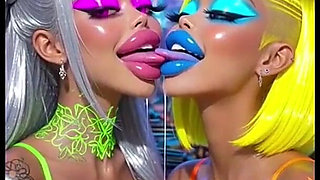 Funny Lesbians Tongue and Kiss Fetish, Ai Animation