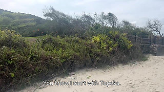 On the Beach in a Thong Bikini Showing My Big Ass