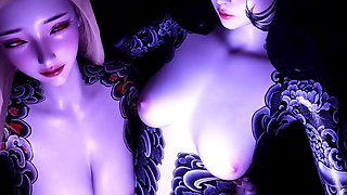 Oni Sisters Lap Dance Sex Pov (Japanese Demon)