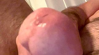 Nylon sock and cock ring make for a big Stiff Prick