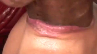 Oiled ebony babe gets fucked in her wet cunt