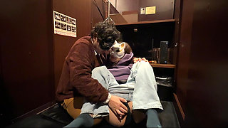 Ntr at an Internet Café - Her Husband Is Nearby While She Gets an Anal Creampie