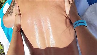 JadeandDamon Amateur Beach Handjob - She Wants Me to Oil Her Up