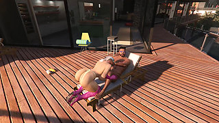 GTA V Big Booty Lady in pink gloves destroys Franklin Part 3