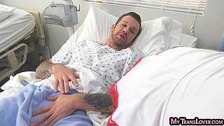 Busty shemale nurse gets anally banged by lucky patient