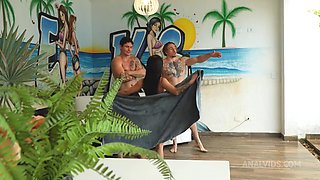 Goddess Kalis 2on1 Ass Pounded in the Rain