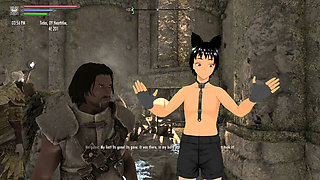 Skyrim B and L - Having a fun time near a fireplace and a threesome!