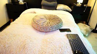 Blonde Mom with big boobs toying and cumming