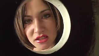 Luxxx May Deep Throats Gloryhole Cock - Busty Brunette MILF Action