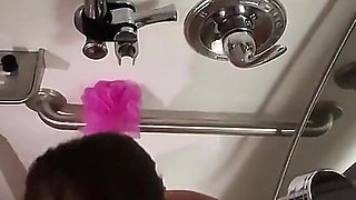 POV Public Shower Blowjob Behind the Scenes with Hot Wife