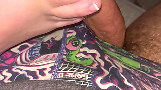 Sneaky Footjob with Perfect Oiled Toes