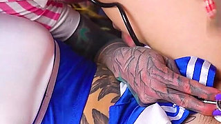 Alternative Costume Anal 4-some - 2 on 2 Double Penetration, Facefucking and Facial Cumshot Action