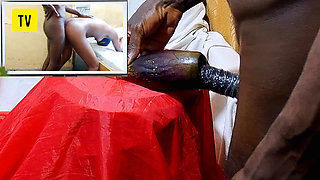 Fucking egg plant and feeling as real pussy while watching porn movie , all what I needed was sexual pleasure till i get CUM