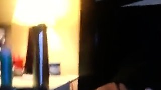 Amateur redhead Jacqueline with glasses masturbates