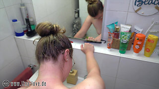 Family Quickie in the Bathroom, Stepbrother Also Wants to Fuck Her and Cum All Over Her Tits.
