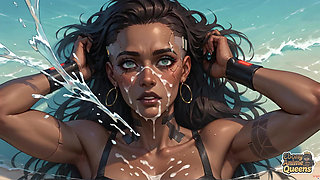 A Black Cyberpunk Beach Whore. Best Porn Ever! Horny Bitch!