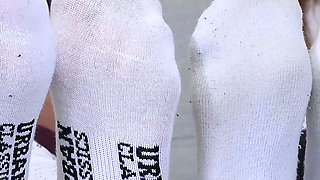 Two Big Feet Long Toes Babes Foot Compare