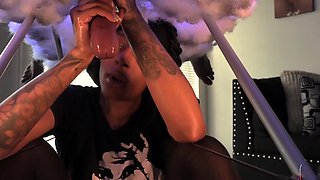 Interracial glory hole facial