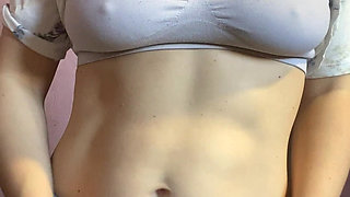 Stripping and Showing Strong Body and Muscles, Flashing Tits and Hairy Pussy