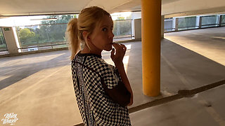 Horny Blonde MILF Slut Gets Fucked Throughout the Parking Garage
